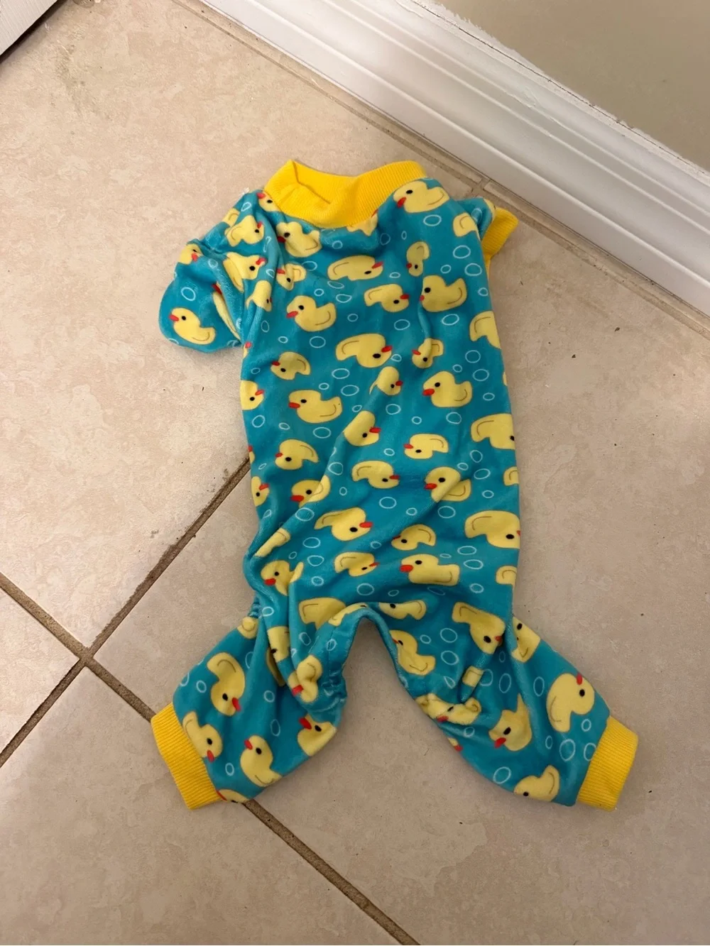 Duck Print Teal & Yellow Dog Pajamas